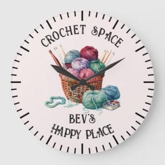 Grande Horloge Ronde Panier de tricot et crochet
