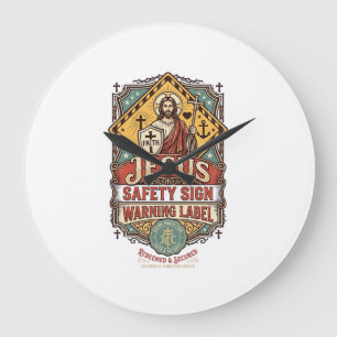 Grande Horloge Ronde Panneau de sécurité Jésus Étiquette d'avertissemen