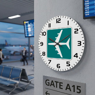 Grande Horloge Ronde Panneau de symbole d'aéroport Icône de voyage en a