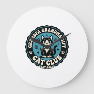 Grande Horloge Ronde Pap Mamie Chat Cadeau Amateur de Chats T-Shirt Art
