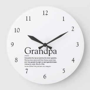 Grande Horloge Ronde Pap-papi Grand-père Pépé Noir et Blanc