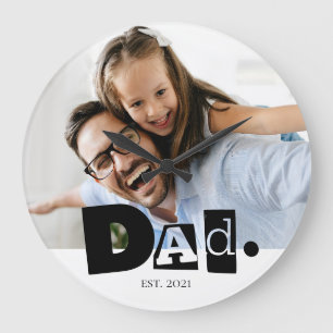 Grande Horloge Ronde Papa a établi une photo de famille moderne personn