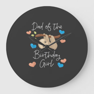 Grande Horloge Ronde Papa de la fille de l'anniversaire Sloth Fête d'an