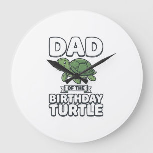 Grande Horloge Ronde Papa de la tortue d'anniversaire Conception drôle