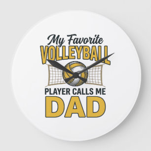 Grande Horloge Ronde Papa de volley Mon joueur préféré m'appelle Papa D