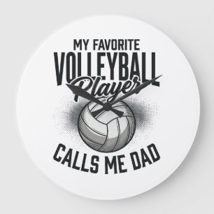 Grande Horloge Ronde Papa de volley Mon joueur préféré m'appelle Papa D