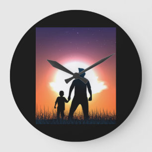 Grande Horloge Ronde Papa Et Son Fils Père Son Bestami