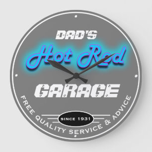 Grande Horloge Ronde Papa ou n'importe quel nom Garage Grey Faux Neon L