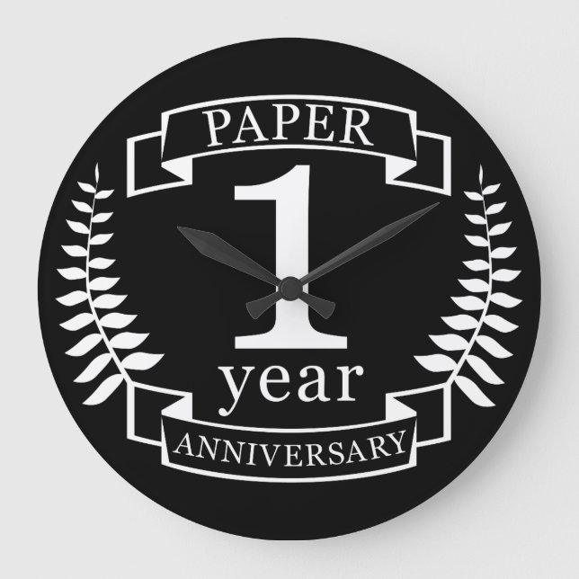 Grande Horloge Ronde Papier 1er anniversaire mariage 1 an (Recto)