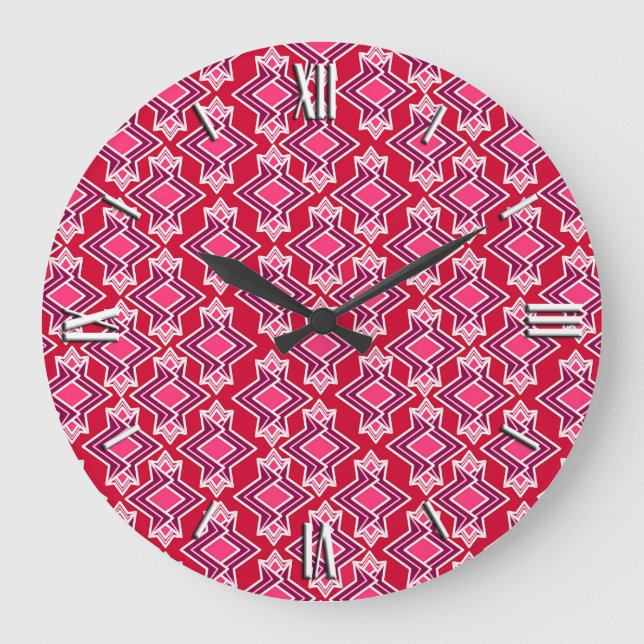 Grande Horloge Ronde Papier peint Art Déco Motif, Vin Bourgogne (Recto)
