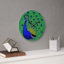 Papier peint bleu-vert jaune paon