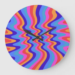 Grande Horloge Ronde Papier peint Hippie Trippy Retro des années 1960