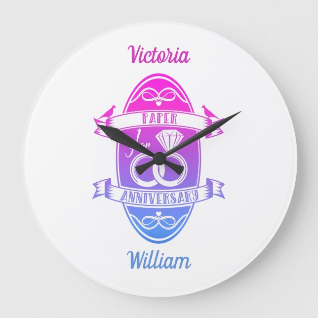 Grande Horloge Ronde Papier traditionnel 1er anniversaire du premier Ma (Recto)