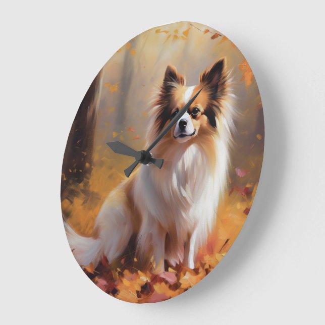 Grande Horloge Ronde Papillon à l'automne Feuilles automne Inspiration (Angle)