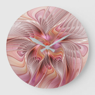Grande Horloge Ronde Papillon coloré abstrait art fantastique fractal