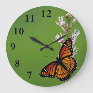 Grande Horloge Ronde Papillon de monarque avec des nombres