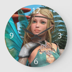 Grande Horloge Ronde Papillon Fée