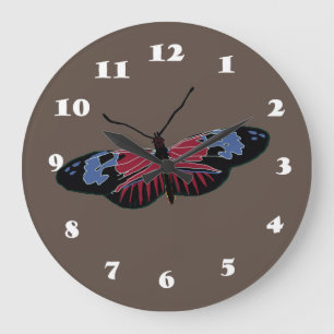 Grande Horloge Ronde Papillon noir