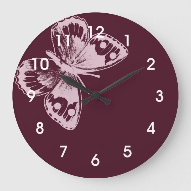 Grande Horloge Ronde Papillon rose (Recto)