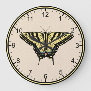 Grande Horloge Ronde Papillon Southwestern jaune Swallowtail