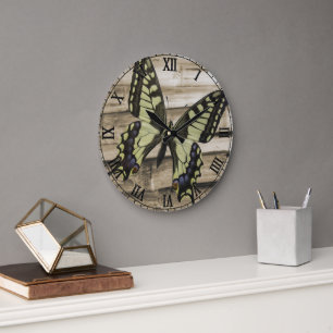 Grande Horloge Ronde Papillon Swallowtail