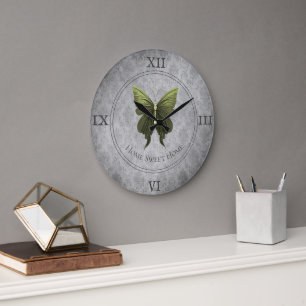 Grande Horloge Ronde Papillon vert bijoux