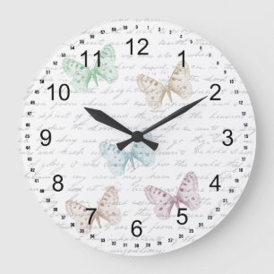 Grande Horloge Ronde Papillons doux