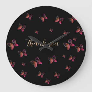 Grande Horloge Ronde papillons volants merci