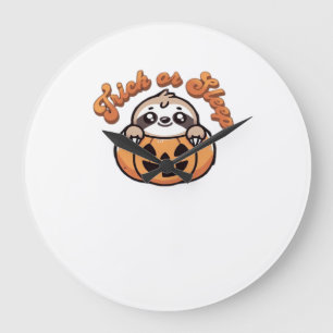 Grande Horloge Ronde Paresseux Halloween Farce ou Sommeil Mignon Paress