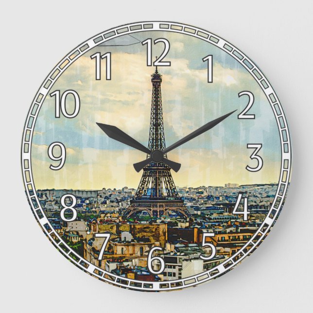 Grande Horloge Ronde Paris avec la Tour Eiffel (Recto)