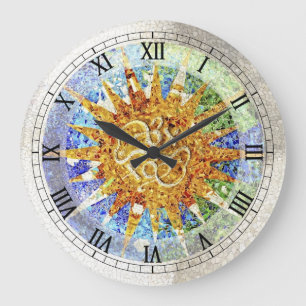 Grande Horloge Ronde Park Guell Mosaics Wall Clock