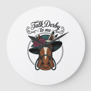 Grande Horloge Ronde Parle Derby à Moi Design de Chapeau de Cheval Vint
