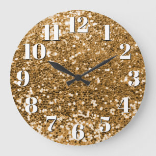 Grande Horloge Ronde Parties scintillant à collants or brillant