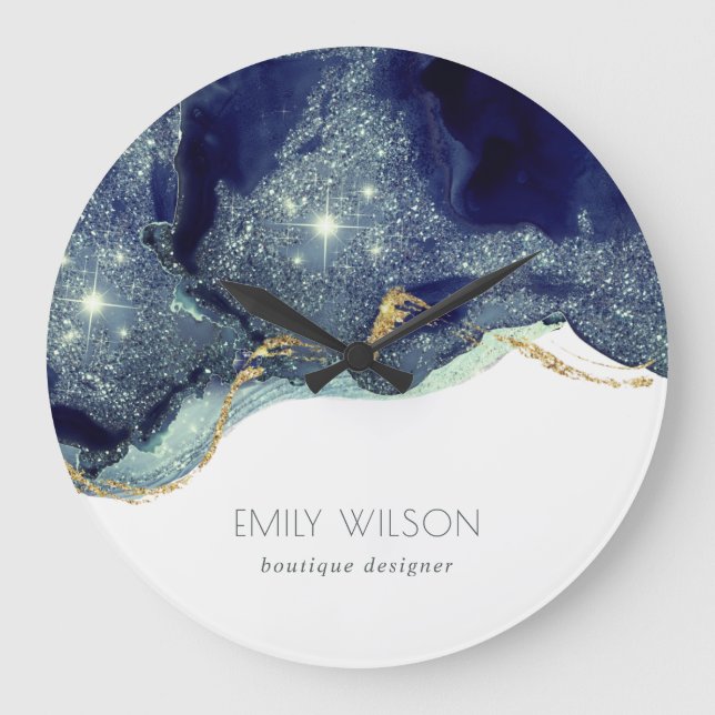 Grande Horloge Ronde Parties scintillant Abstraite en encre d'alcool Si (Recto)