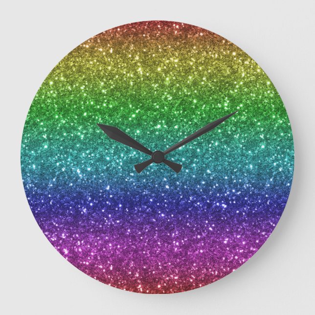 Grande Horloge Ronde Parties scintillant arc-en-ciel transparente 1 (Recto)