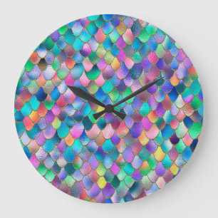 Grande Horloge Ronde Parties scintillant arc-en-ciel Wonky métal sirène