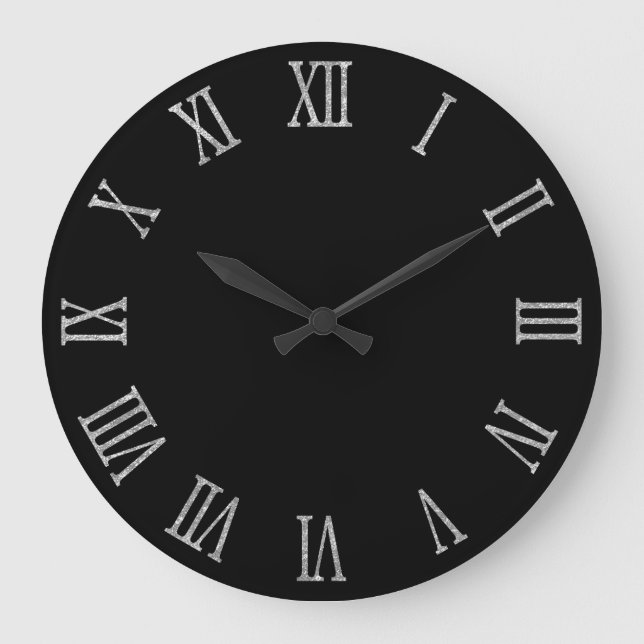 Grande Horloge Ronde Parties scintillant argentée Look Bold Numéros rom (Recto)