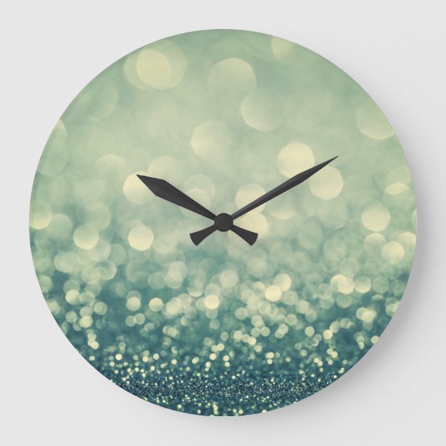 Grande Horloge Ronde Parties scintillant bleue : Noël Abstrait (Recto)
