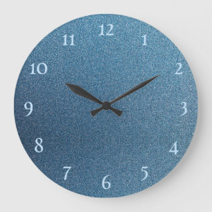 Grande Horloge Ronde Parties scintillant bleue rond numéros grand horlo