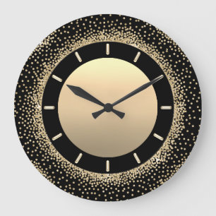 Grande Horloge Ronde Parties scintillant cristaux en métal noir gris ka