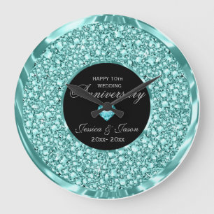 Grande Horloge Ronde Parties scintillant des diamants turquoise 10e ann