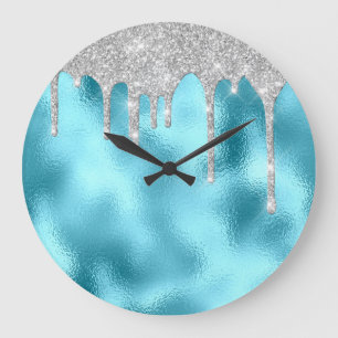 Grande Horloge Ronde Parties scintillant d'étincelle de métal gris D