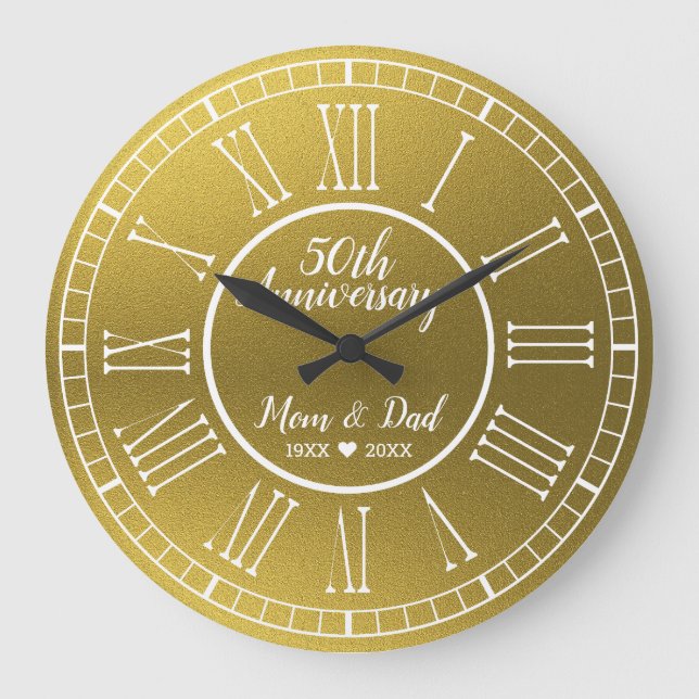 Grande Horloge Ronde Parties scintillant d'or 50e anniversaire de Maria (Recto)