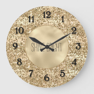 Grande Horloge Ronde Parties scintillant dorée étincelle Confetti bri