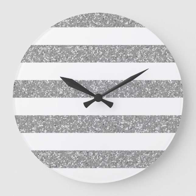 Grande Horloge Ronde Parties scintillant étincelante Regarder les bande (Recto)