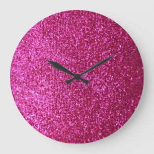 Grande Horloge Ronde Parties scintillant Faux Hot Rose