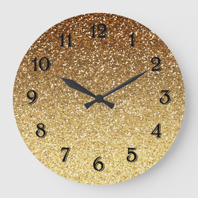 Grande Horloge Ronde Parties scintillant Gold Faux Ombre (Recto)