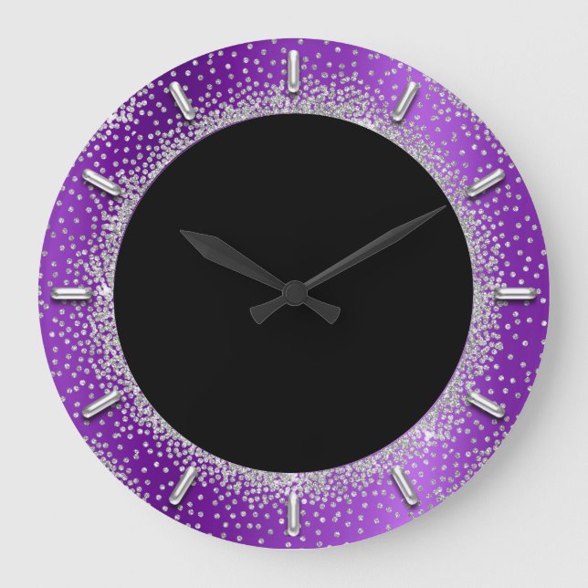 Grande Horloge Ronde Parties scintillant gris argent gris gris noir mét (Recto)