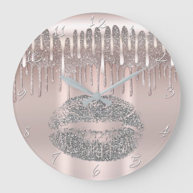 Grande Horloge Ronde Parties scintillant Icy Rose Gold Silver Lips (Recto)