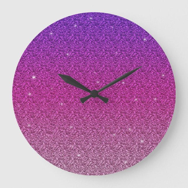 Grande Horloge Ronde Parties scintillant moderne rose violet dégradé gi (Recto)